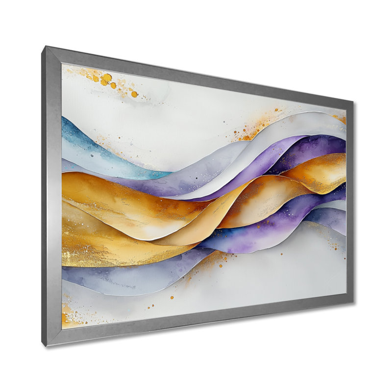 Amaral - Abstract Wall Art, Argent argent, Cadre simple, H 12 po x l 20 po