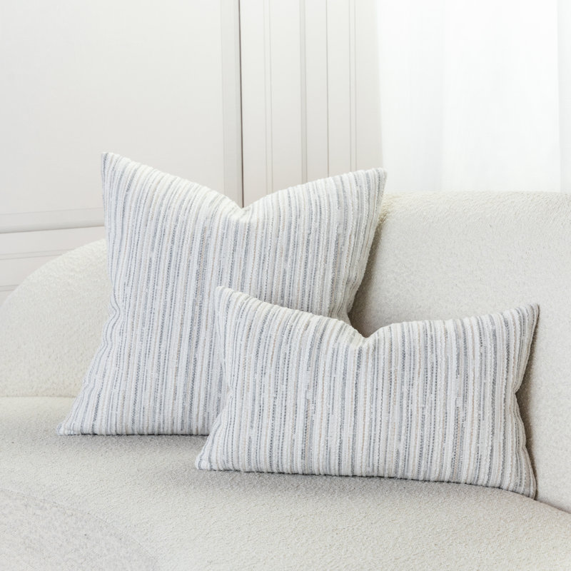 Luxe Stripe Indoor/Outdoor Square Performance Pillow Cover & Insert, 22"H x 22"W