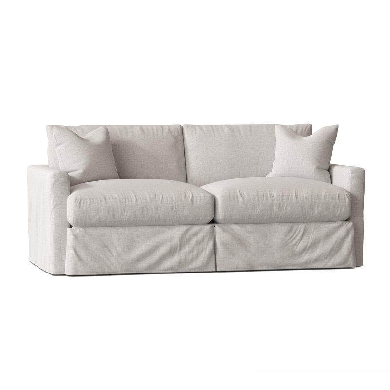 Hartig 84'' Slipcovered Sofa, Drusky Ivory Sustain® Basketweave