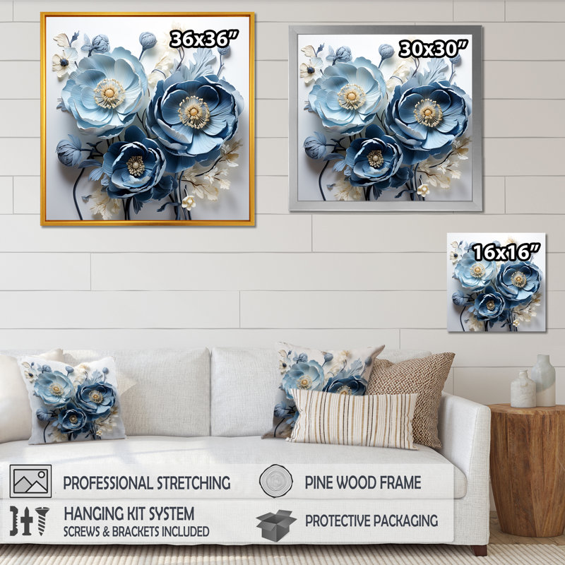 «Ranunculus Bouquet VI», reproduction sur toile, Cadre flottant doré, H 24 po x l 24 po x P 1 po