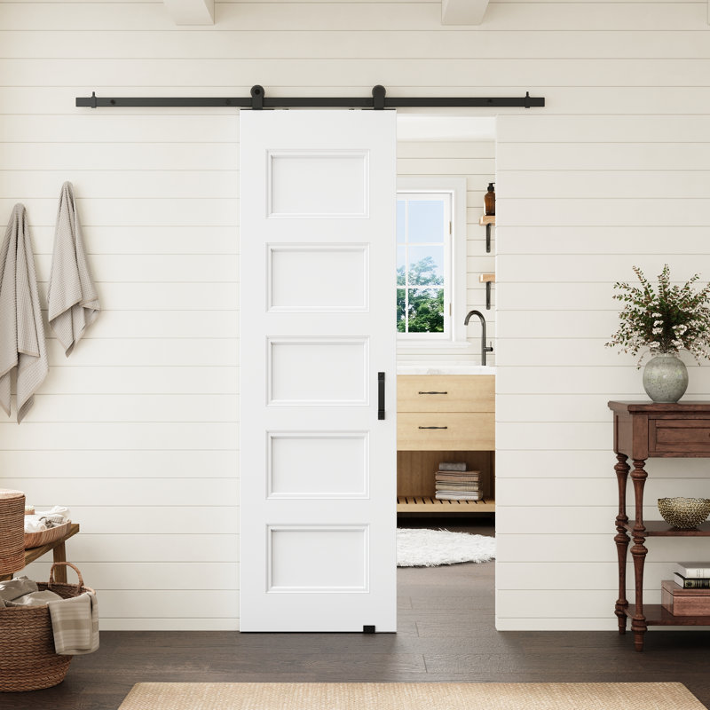 Porte standard 24 po x 80 po avec 5 panneaux latéraux encastrés en bois manufacturé et apprêté Morden, 24 po x 80 po, 5