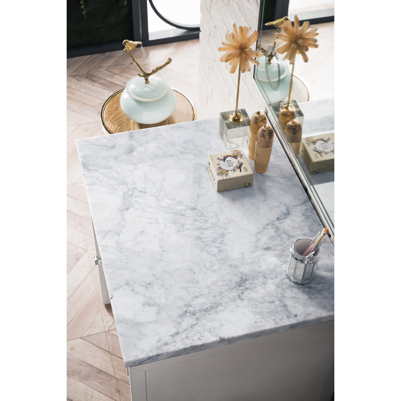 Athens 30" Single Bathroom Vanity, Glossy White/Carrara White