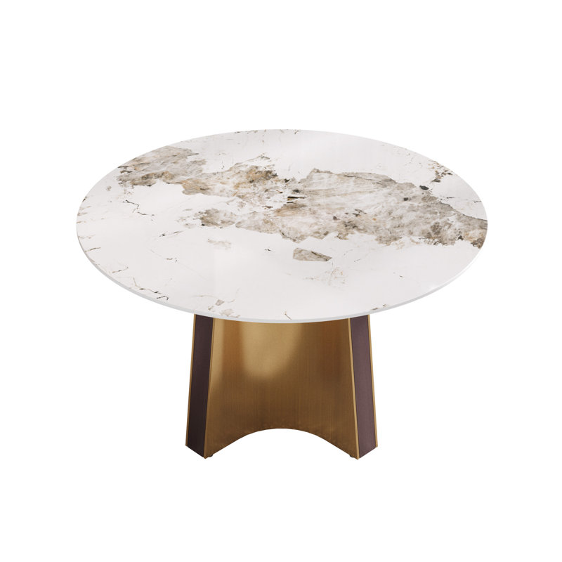 Table de salle à manger ronde en acier inoxydable, H 29,53 po x L 53,15 po x l 53,15 po, Pandora