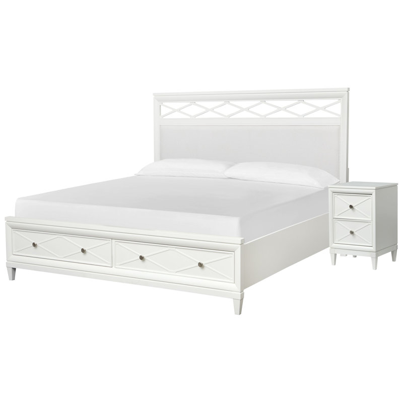 Très grand lit avec panneau de rangement Colby, 3 Pcs: Bed, 2 Nightstands, Très grand