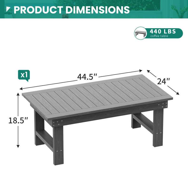Davonia HDPE Rectangular Outdoor Coffee Table