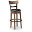 Tabouret pivotant en pin, similicuir brun-108470641