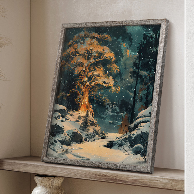 «Christmas Holiday Art DCXV», reproduction d'art encadrée - bois massif, H 15 po x l 12 po