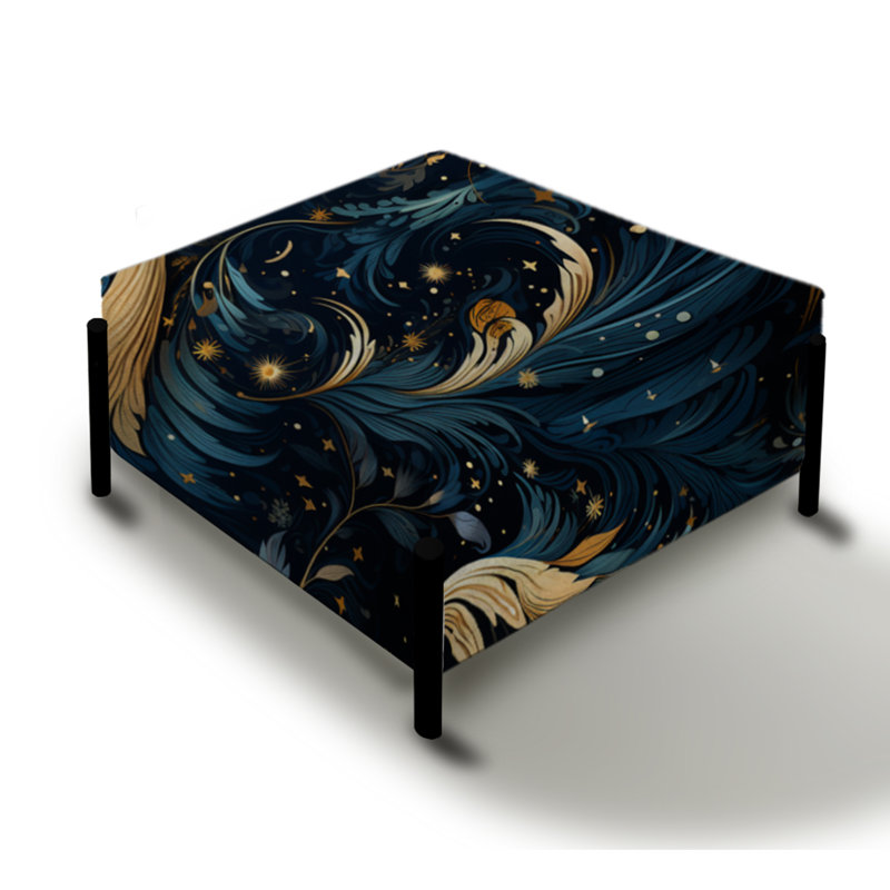 Motif céleste bleu Boho - grand repose-pieds carré Boho