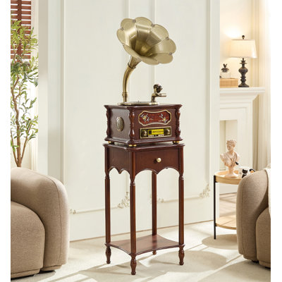 Lecteur de vinyle Mid-Century en chêne - Phonographe Bluetooth