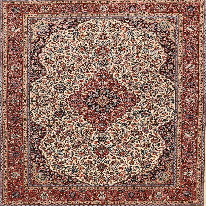 Tapis gris/bleu traditionnel Witwicki, Rond 4 pi