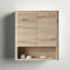 Armoire de salle de bain murale moderne de 26 pouces avec tablettes de rangement ouvertes et armoire latérale flottante, idéale pour les petits espaces-2052550074