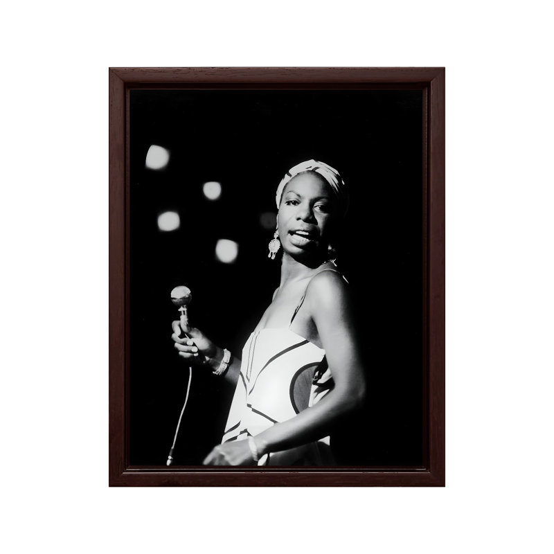 Nina Simone, Poster, 16"H x 20"W, Brown Framed