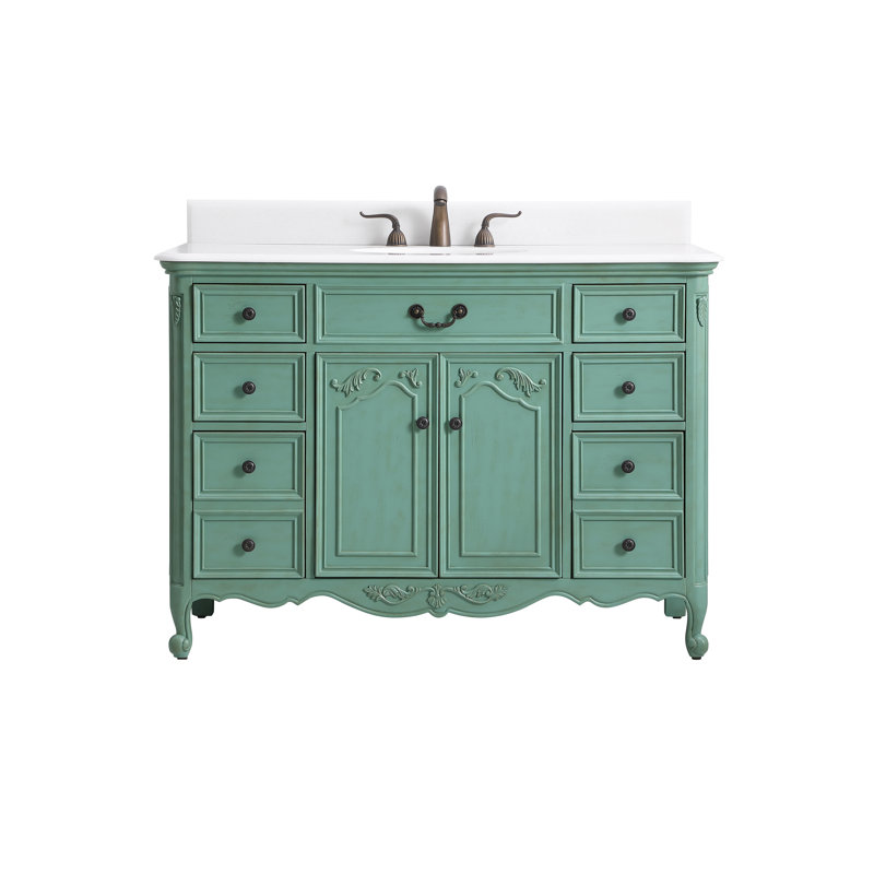 Ensemble de meuble-lavabo simple 48 po Angelique, Menthe rétro, Blanc pur