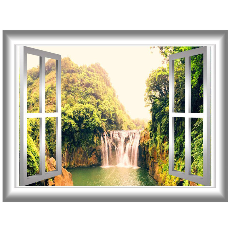 Décalcomanie murale pour fenêtre 3d cascade, H 36 po x l 46 po x p 0,01 po
