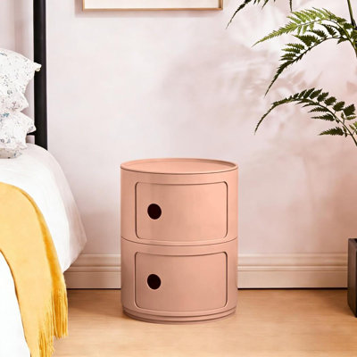 2 Tiers Round Storage Drawers  – Stackable Round Nightstand Drawers