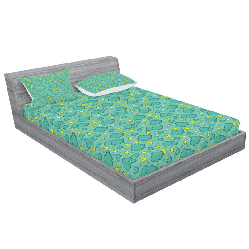 Microfiber Geometric Sheet Set, Queen Sheet Set with Fitted Sheet