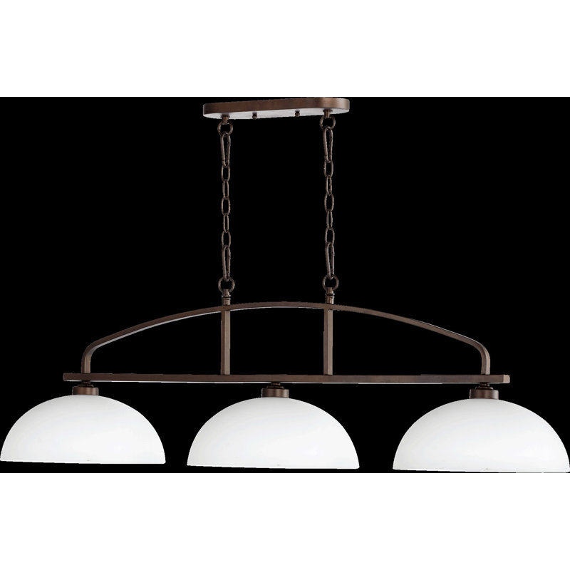 Luminaire suspendu linéaire à 3 lumières pour îlot de cuisine Cariad, Bronze huilé