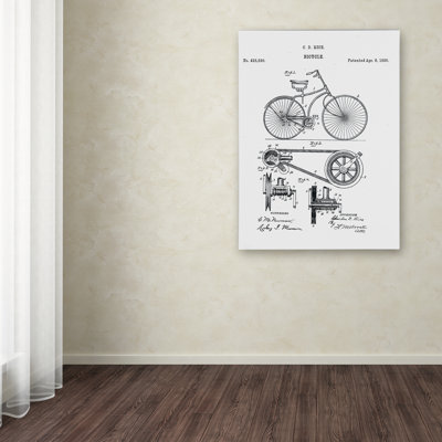 "vélo de brevet 1890" par claire doherty ensemble, impression sur toile tendue en blanc