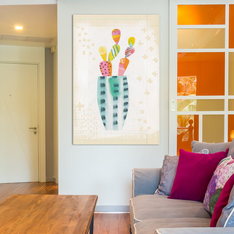 Cactus de collage i. a, impression sur toile, H 12 po x l 8 po x P 0,75 po