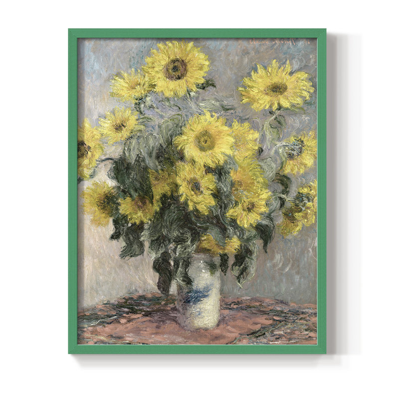 Impression florale vintage encadrée CCXLI - bois massif, H 30 po x l 24 po, Vert