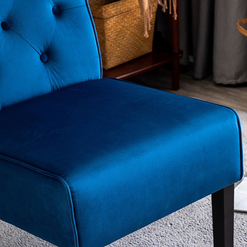 Fauteuil d'appoint 2 pièces, capitonné et capitonné, Bleu très foncé