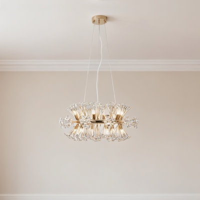 Lustre rond moderne en cristal 12 lumières
