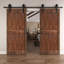 Coast Sequoia 72 po x 84 po Porte de grange coulissante double en bois noueux avec demi-grille-86559197
