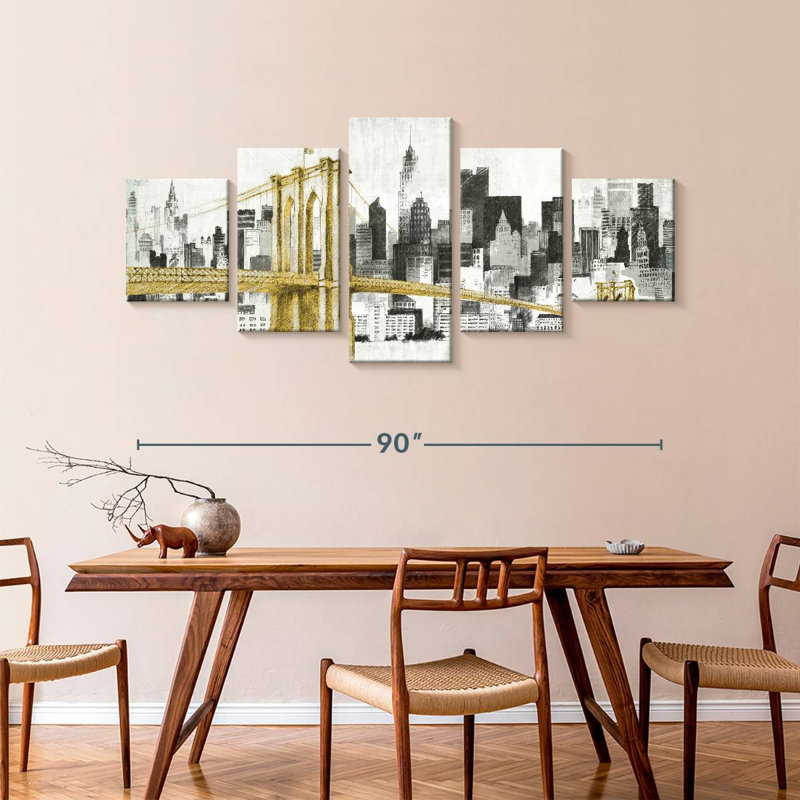 New York, pont jaune sans mots, H 42 po x l 92 po