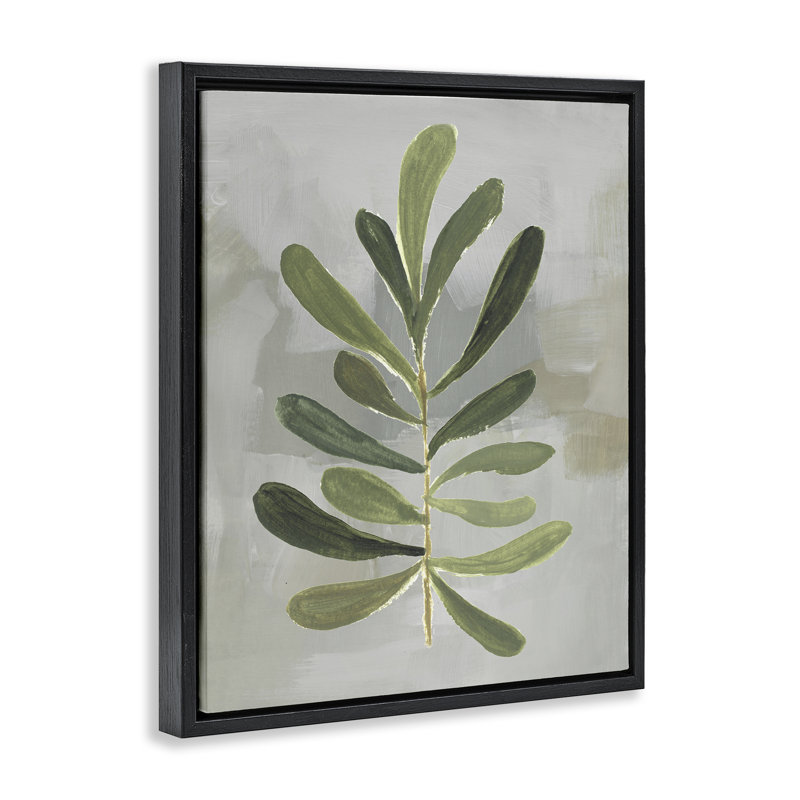 Cadre flottant simple branche verte, conception par Lanie Loreth, Cadre flottant noir de jais, H 21 po x l 17 po