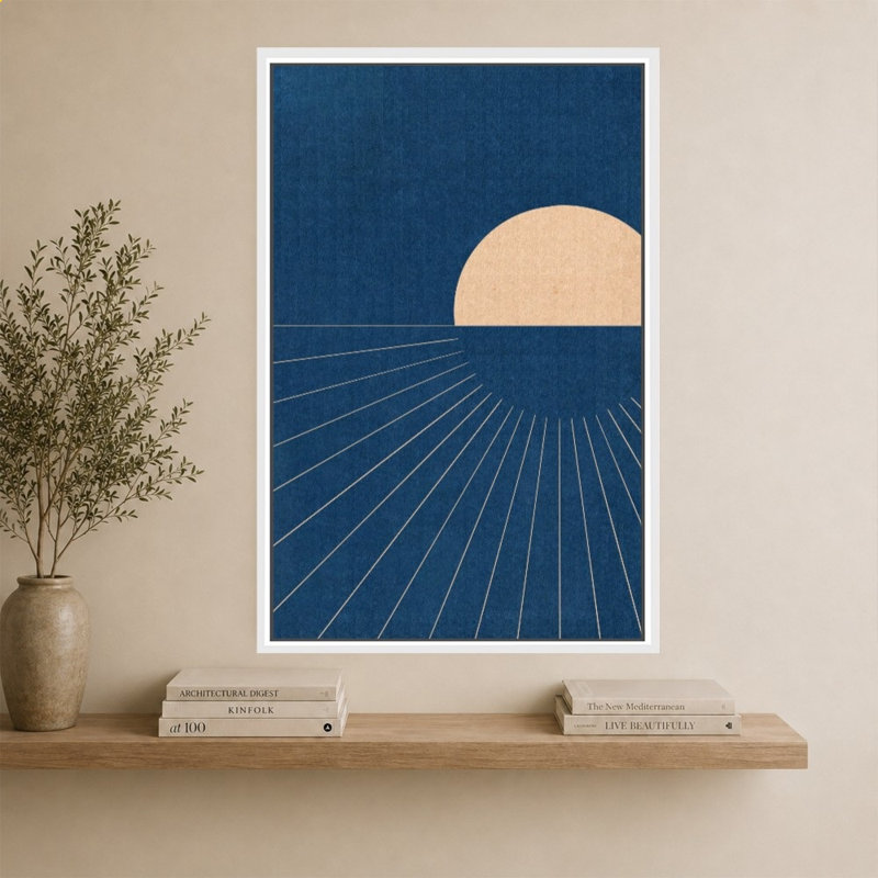 Mod Sunset par Emily Navas - Impression sur toile, 40" x 60", Beveled Floating Frame, White