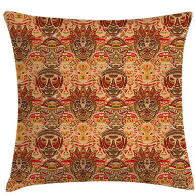Mask Motif Indoor / Outdoor  40" Throw Pillow Cover