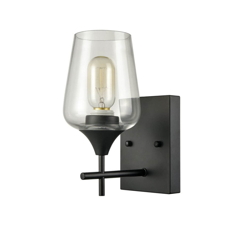 Kephart Solid Brass Armed Sconce, Matte Black