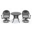 Ensemble de salle à manger 3 pièces en aluminium coulé toutes saisons comprenant 2 chaises pivotantes et une table ronde de 35,43 po avec structure noire-426975187