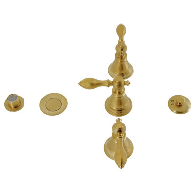 Kingston Brass American Classic Three-Handle Vertical Spray Bidet Faucet with Brass Pop-Up