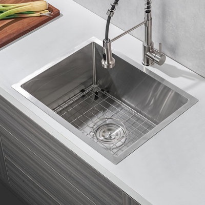 23Inch Undermount Kitchen Sink Laundry Utility Sink 18 Gauge Stainless Steel Single Bowl Kitchen Sinks Handmade Sinks Large Deep Under Counter Basin
