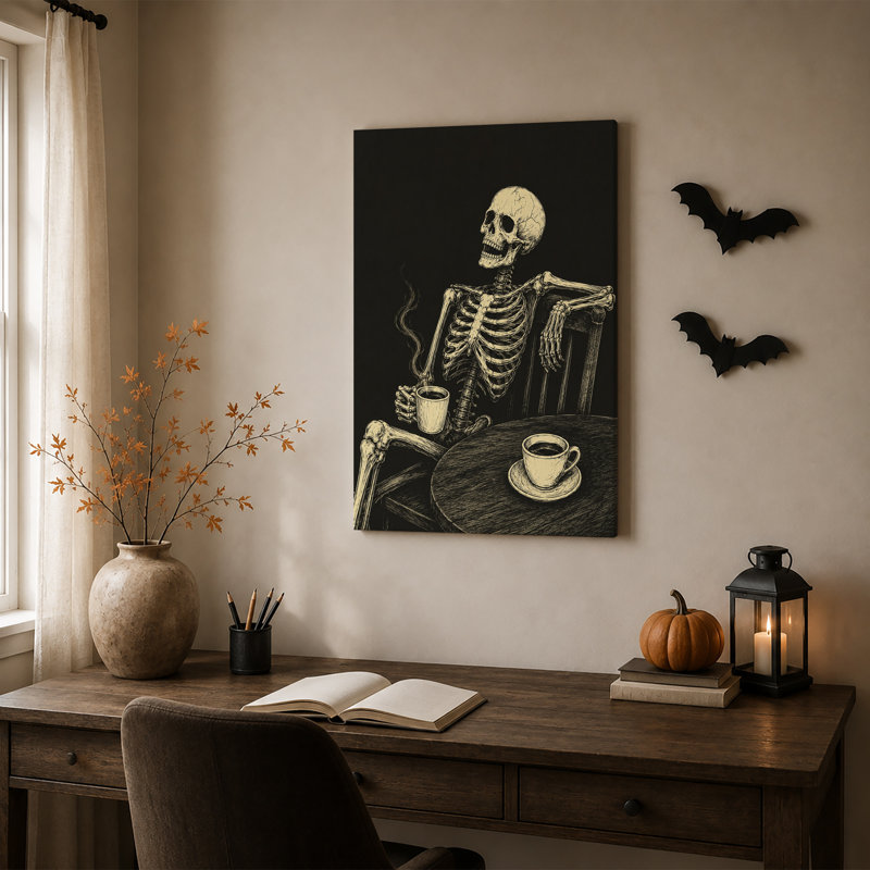 Toile noire sur fond noir, H 18 po x l 12 po