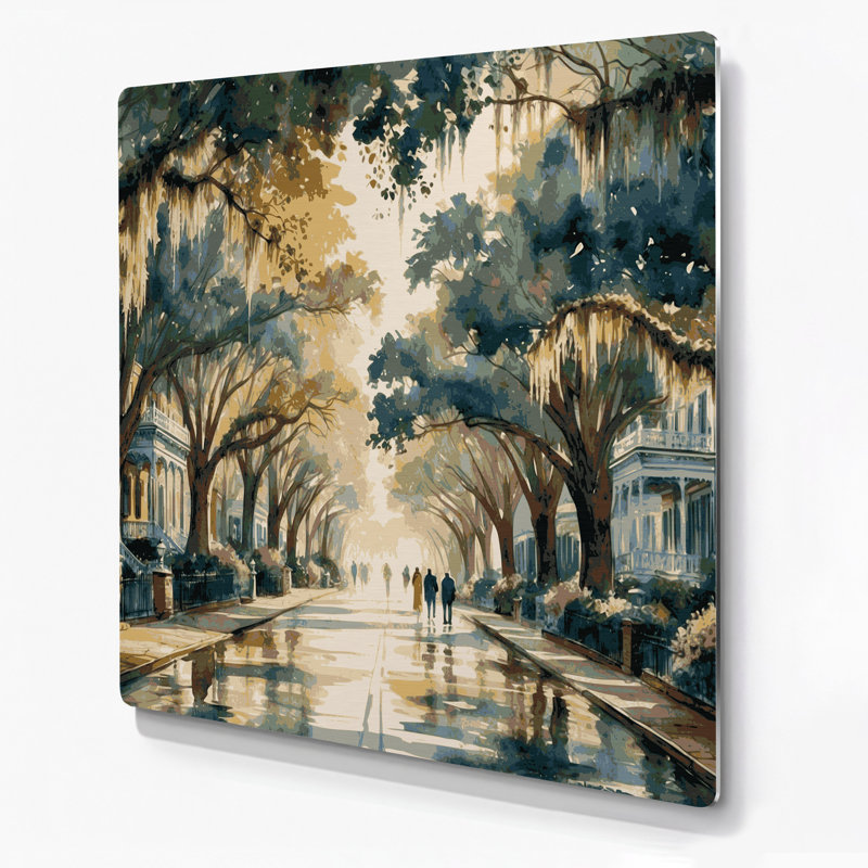 Art mural gris en villes avec villes de Savannah, Géorgie, H 192 po x l 192 po x P 0,05 po