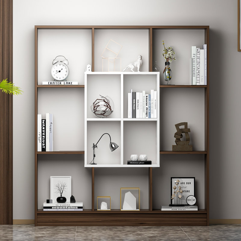 Rosenstein 151.8cm H x 135cm W Standard Bookcase, Walnut/White