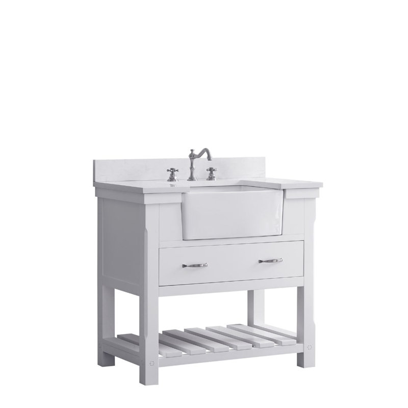 Curiel 36" Single Bathroom Vanity, White/Brushed Nickel