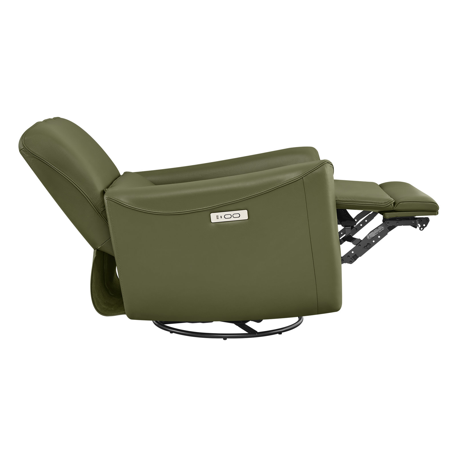 Santo 33" Genuine Leather Swivel Power Recliner, Olive Top Grain Leather