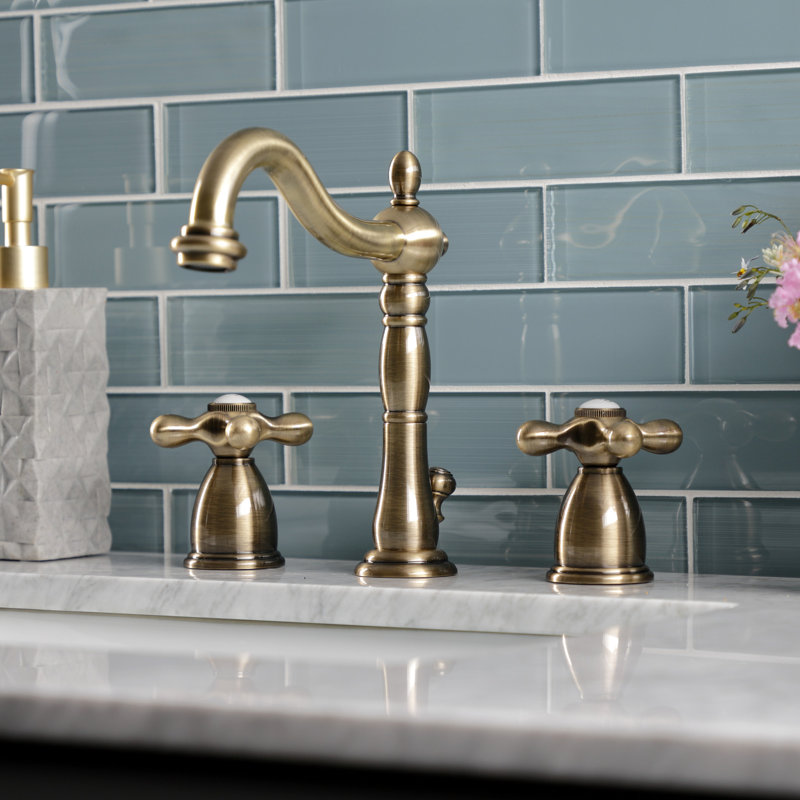Matte Black Brass Widespread Bathroom Faucet with Cross Handles