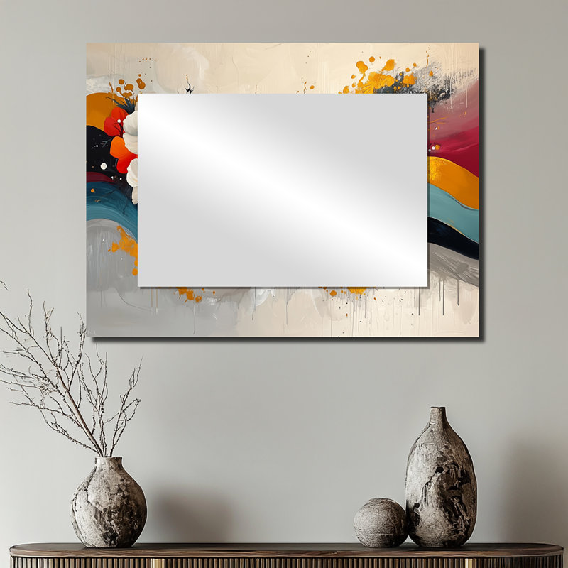 Miroir d'appoint blanc et bleuet, 24 po x 32 po