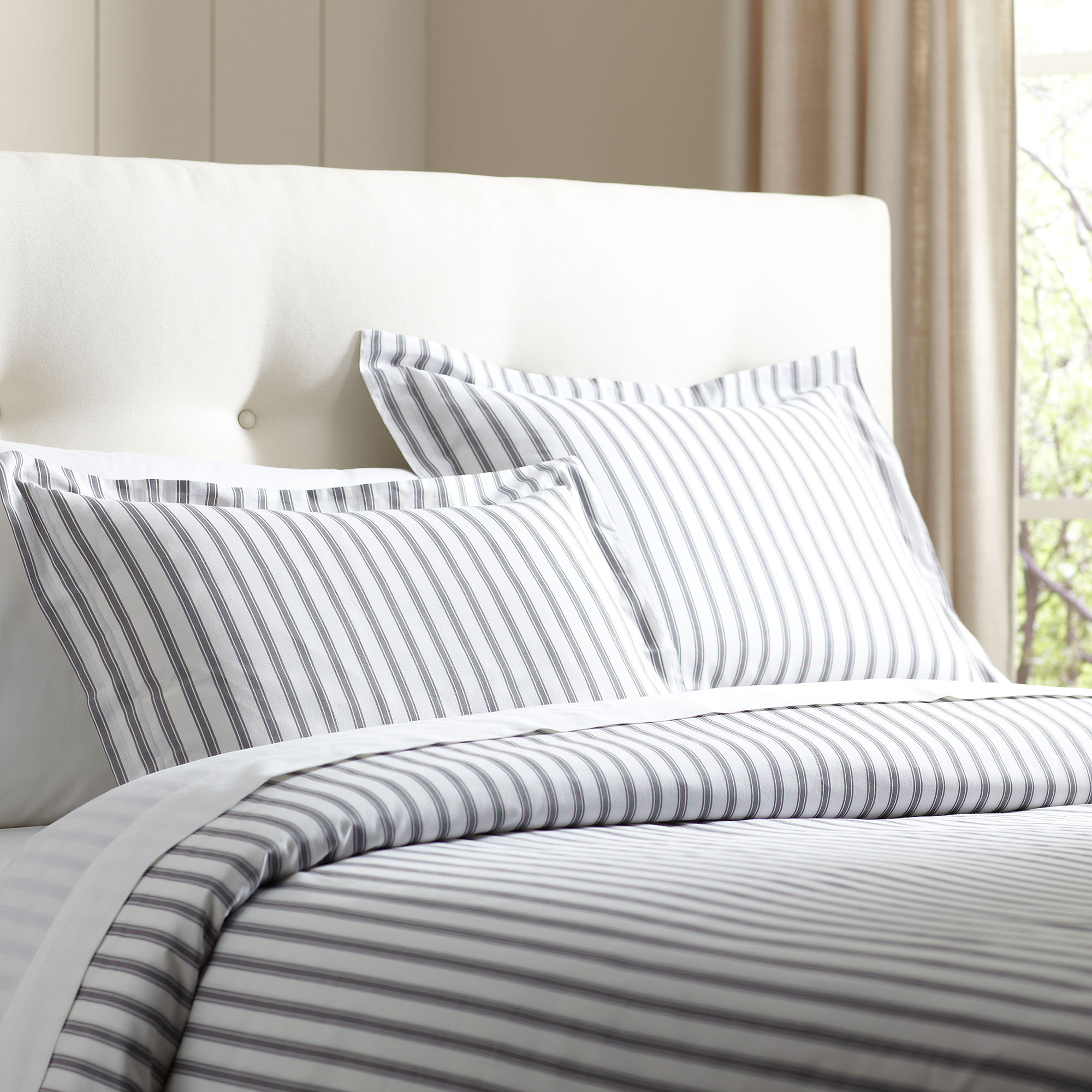 Keown Cotton Duvet Cover Set, Stone, King Duvet Cover + 2 Shams
