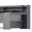 Lit de jour simple en bois avec tablettes de rangement, lit multifonctionnel avec lit gigogne simple et bureau d'étude, gris-769479478