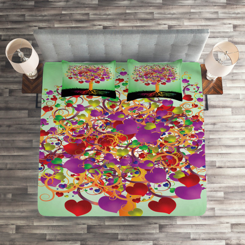 Hypnotic Polyester Coverlet, King Bedspread + 2 Shams