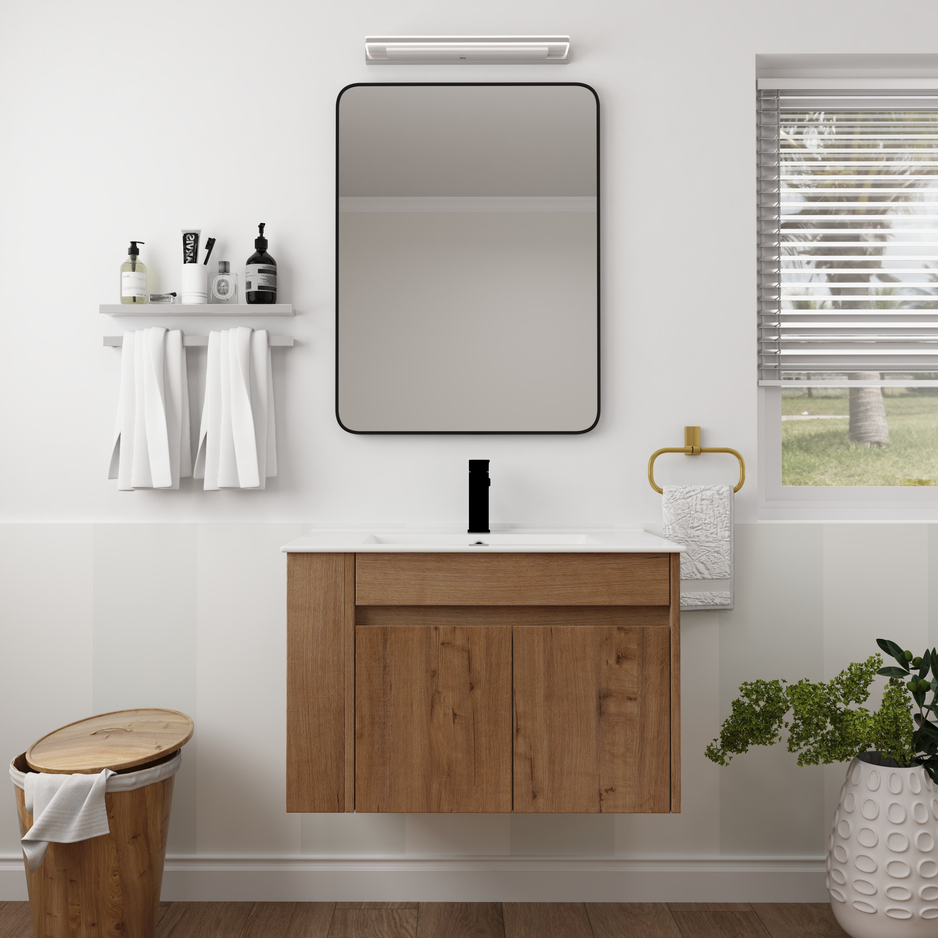 Millwood Pines Gonesse 30“ Wall-Mounted Single Bathroom Vanity Set ...