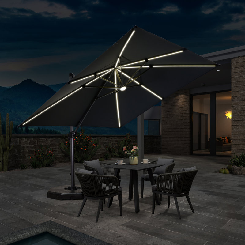 304cm Lighted Cantilever Parasol, Grey
