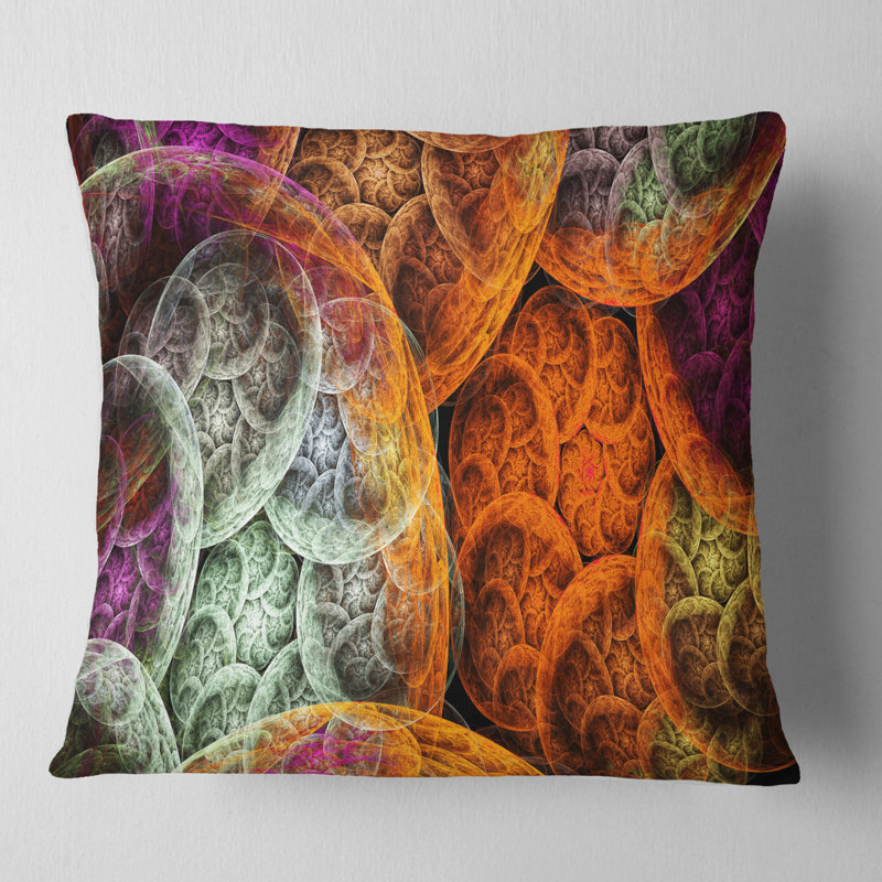 Nuage fractal coloré dramatique - coussin imprimé abstrait, 18 po x 18 po, Orange, Coussin décoratif