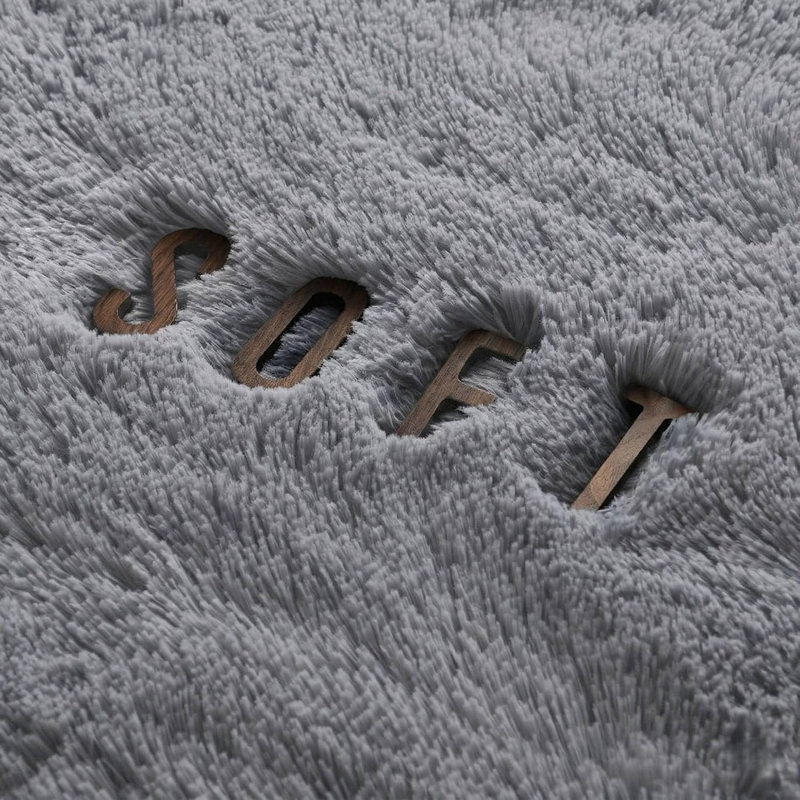 Tapis doux et moelleux gris, lavable à la machine, en peluche, pour salon