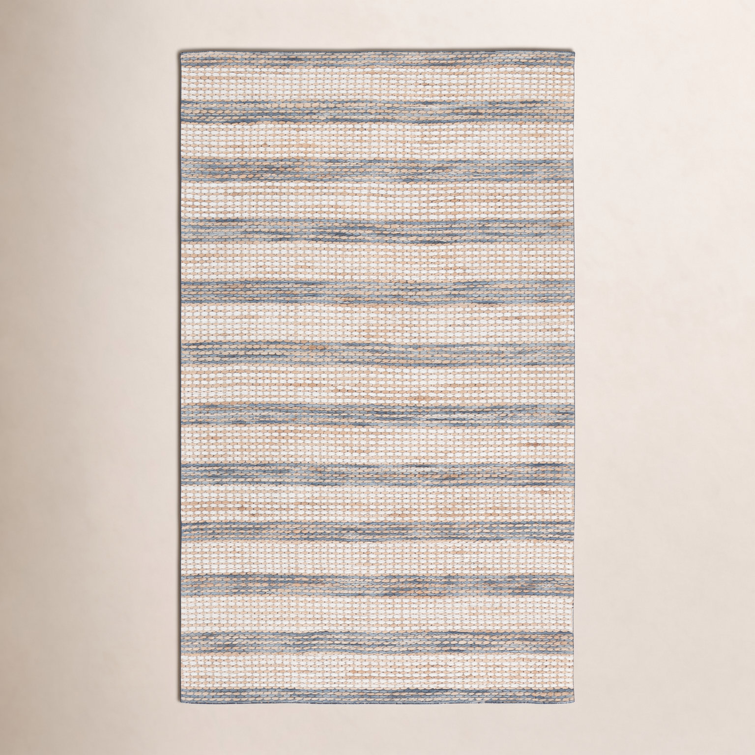 Hand-Tufted Striped Jute Wool Rug, 9'-0" X 12'-0" Rectangle